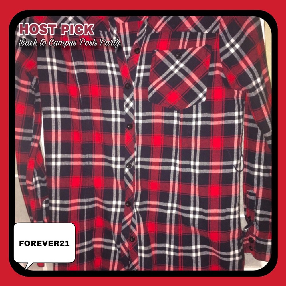 Forever 21 ❤️Red White Plaid shirt & mini Small